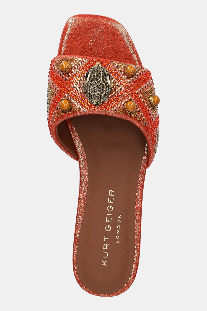 Kurt Geiger London klapki Kensington Flat Jewel pomarańczowy 4368855609.REDCOMB