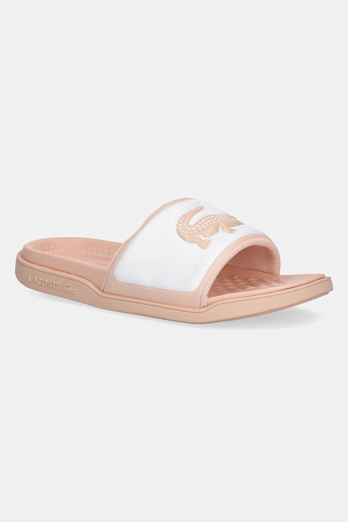 Lacoste klapki SERVE SLIDE DUAL imitacja skóry licowej pomarańczowy 49CFA0038