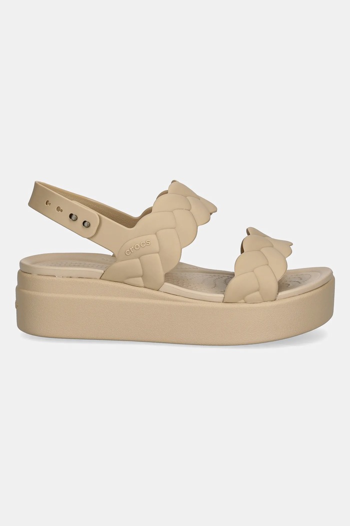 Crocs Sandały Brooklyn Woven Upper Low Wedge W 209977.212 beżowy SS25