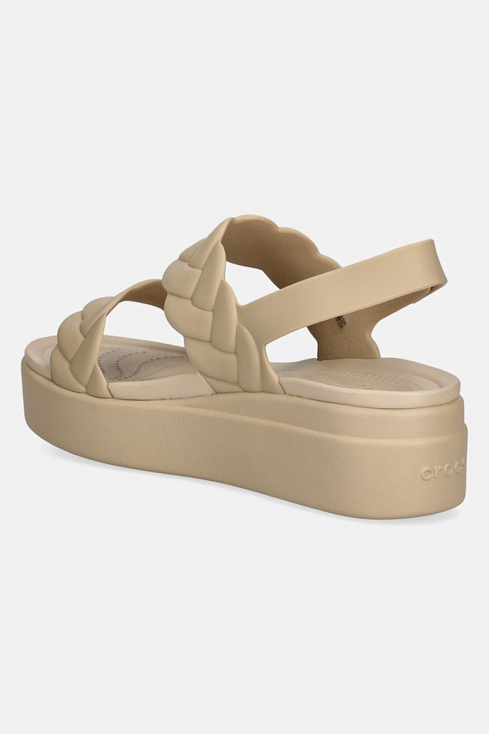 Obuwie Crocs Sandały Brooklyn Woven Upper Low Wedge W 209977.212 beżowy