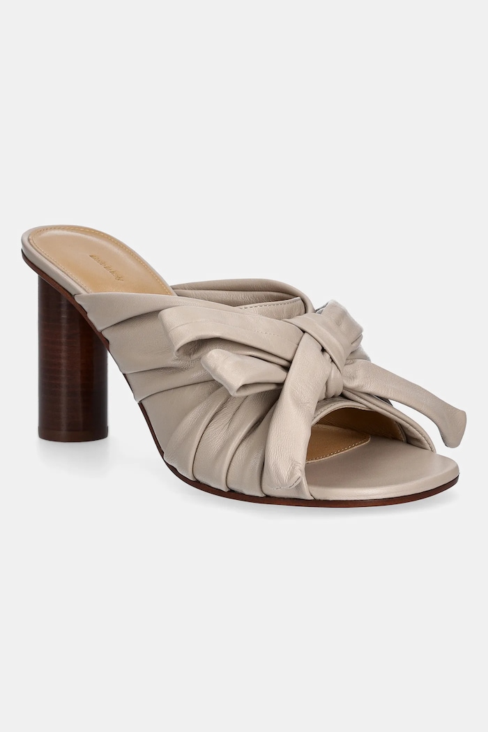 Δερμάτινα mules JW Anderson χοντρό τακούνι μπεζ SN0095.LA0161.190