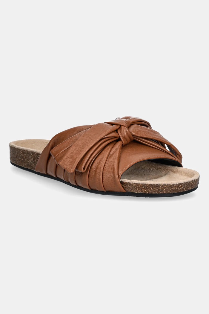 Kožené šľapky JW Anderson plochý hnedá SN0096.LA0161.640