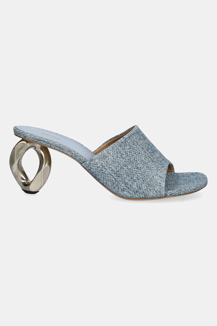 JW Anderson papucs Chain Heel Open Mule SN0104.LA0238.800 kék SS25