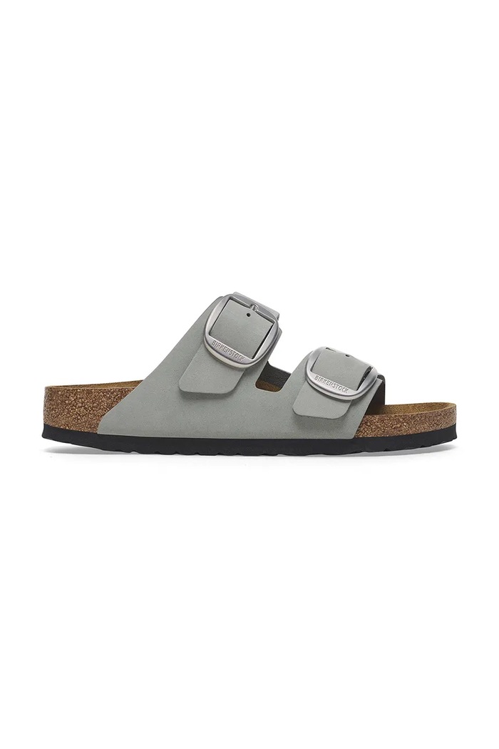 Natikače od nubuk kože Birkenstock Arizona Big Buckle ravna siva 1029311