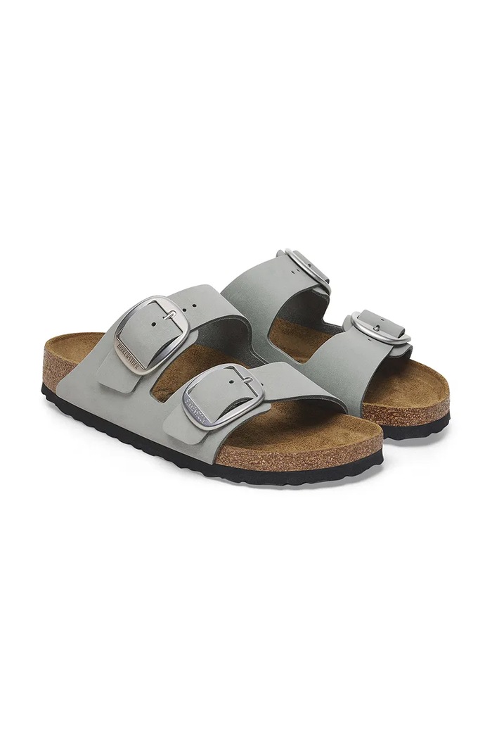 Natikače od nubuk kože Birkenstock Arizona Big Buckle siva 1029311