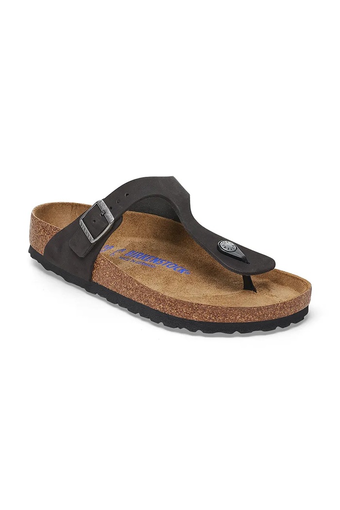 Nubukové žabky Birkenstock Gizeh SFB 1019023 černá SS25