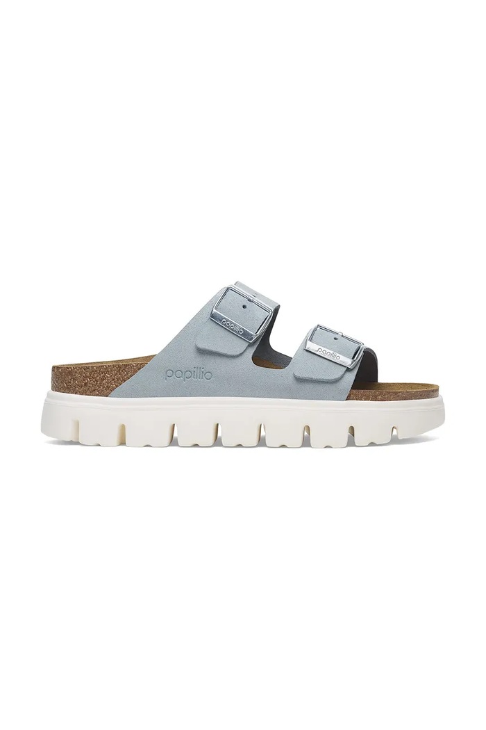 Semišové pantofle Birkenstock Birkenstock x Papillio Arizona Chunky semišová kůže modrá 1029141