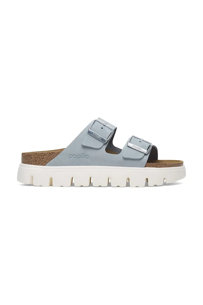 Semišové pantofle Birkenstock Birkenstock x Papillio Arizona Chunky semišová kůže modrá 1029141