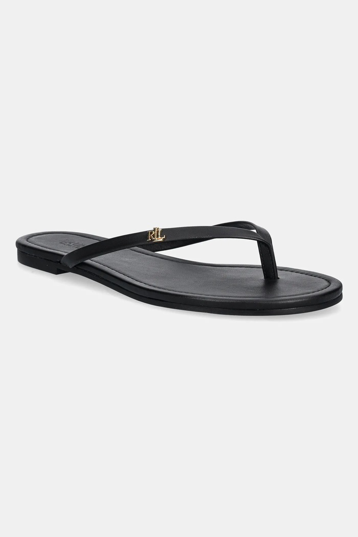 Lauren Ralph Lauren infradito in pelle Raquel pelle fiore nero 802953931001.001