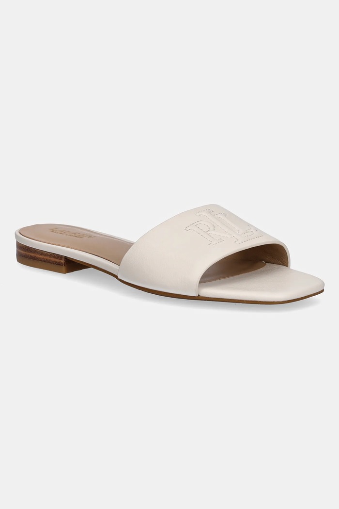 Kožené pantofle Lauren Ralph Lauren Everley Sld přírodní kůže béžová 802959143009.100