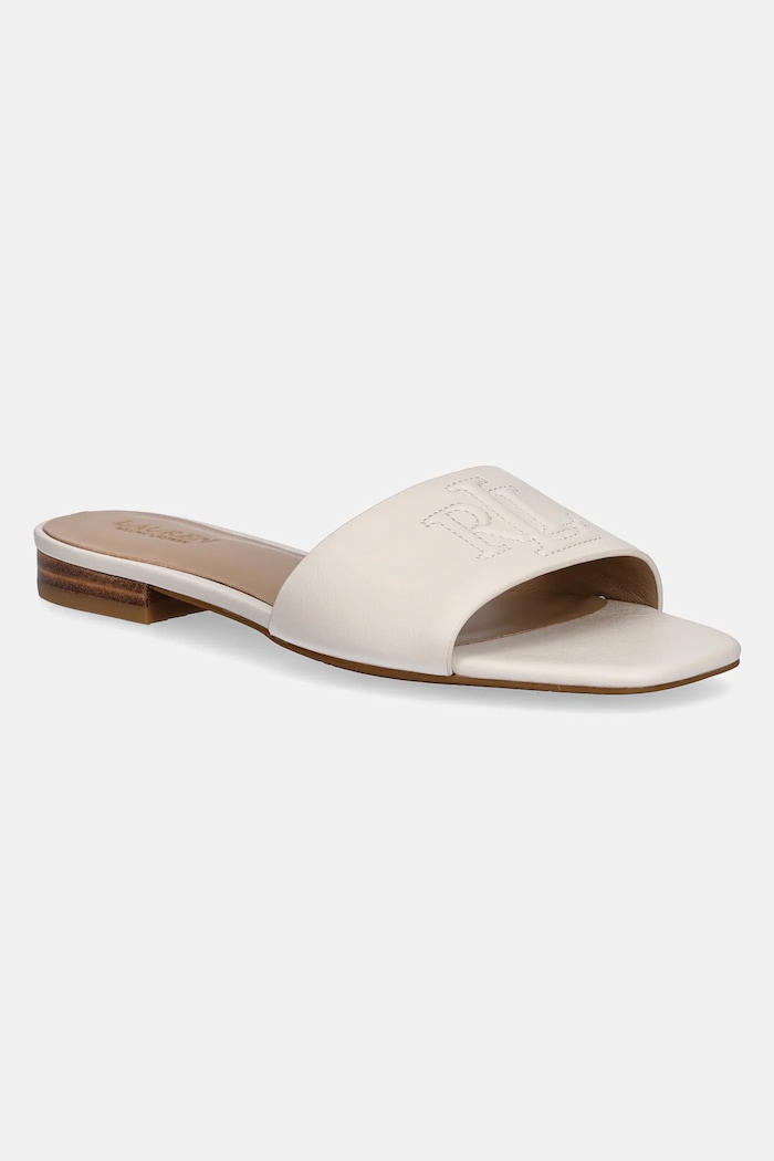 Kožené pantofle Lauren Ralph Lauren Everley Sld přírodní kůže béžová 802959143009.100