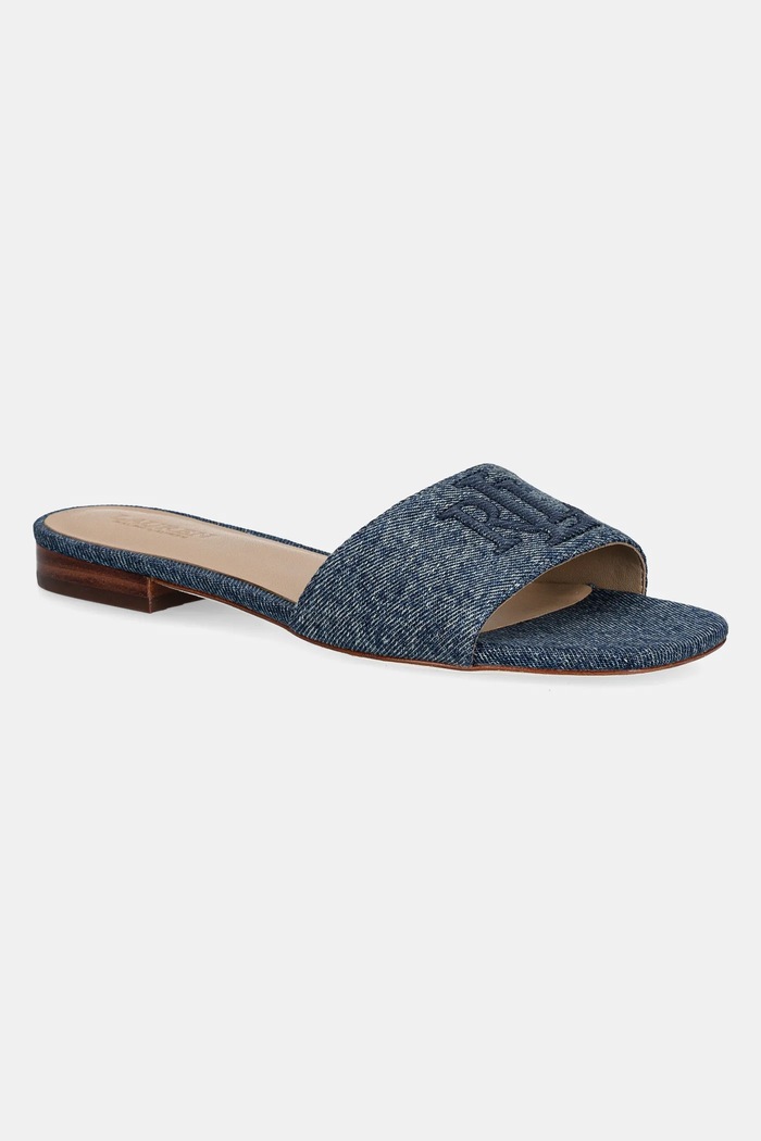 Lauren Ralph Lauren klapki Everley Sld tekstylny niebieski 802966836001.400