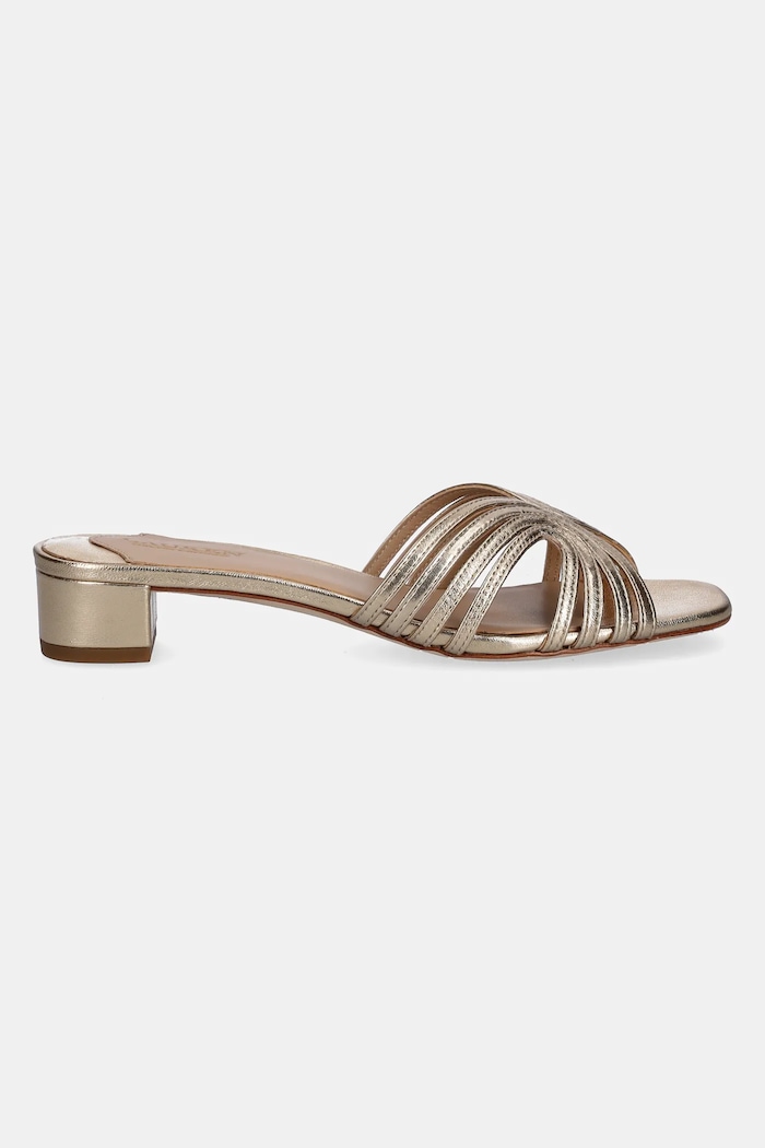 Kožne natikače Lauren Ralph Lauren Fay Mtstrp 802966855001.040 zlatna SS25