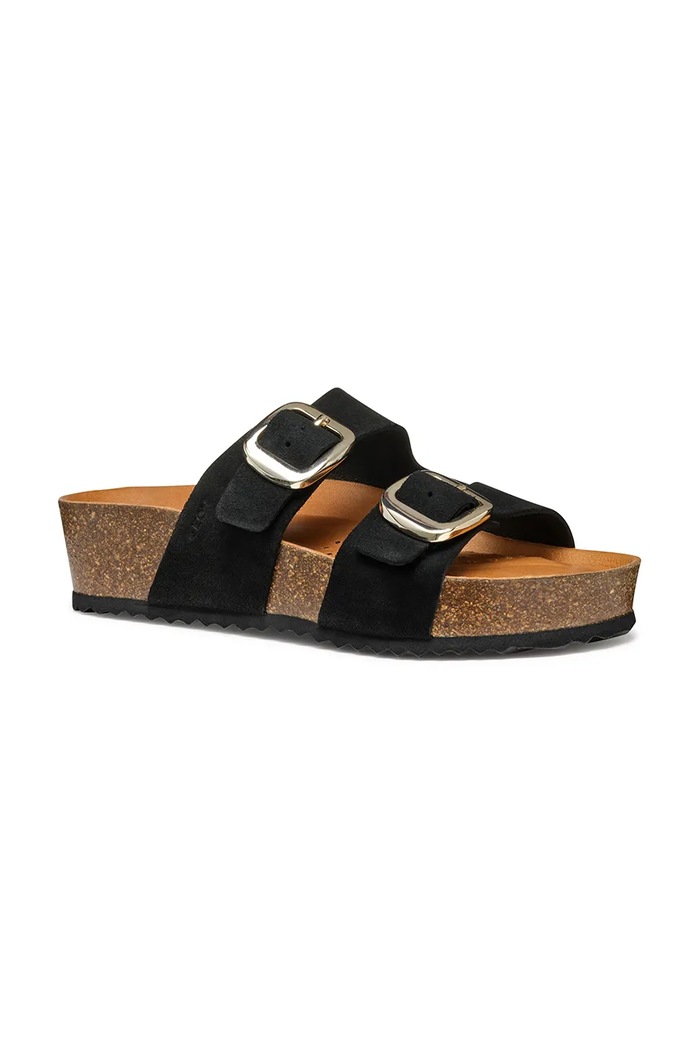 Semišové pantofle Geox D BRIONIA H D551DA.00022.C9999 černá SS25