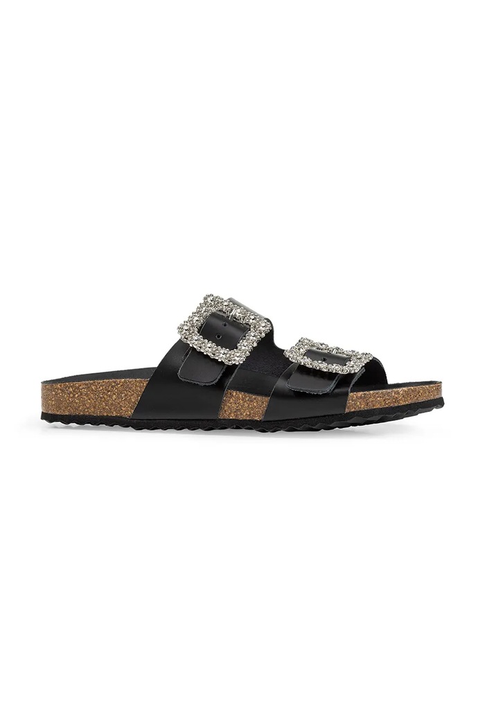 Geox ciabatte slide in pelle D BRIONIA R pelle fiore nero D45Y3A.000T5.C9999