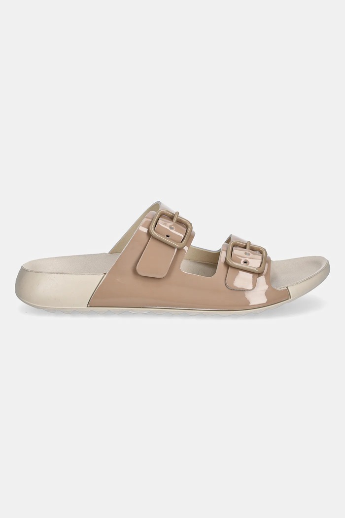 Ecco slapi de piele Cozmo 2-Strap Premium 206833.01084 bej SS25