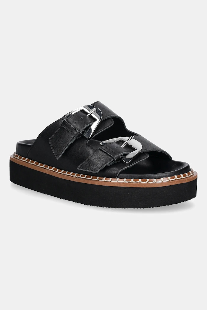 Coccinelle papuci de piele platformă negru E4.SOF.17.03.01.001