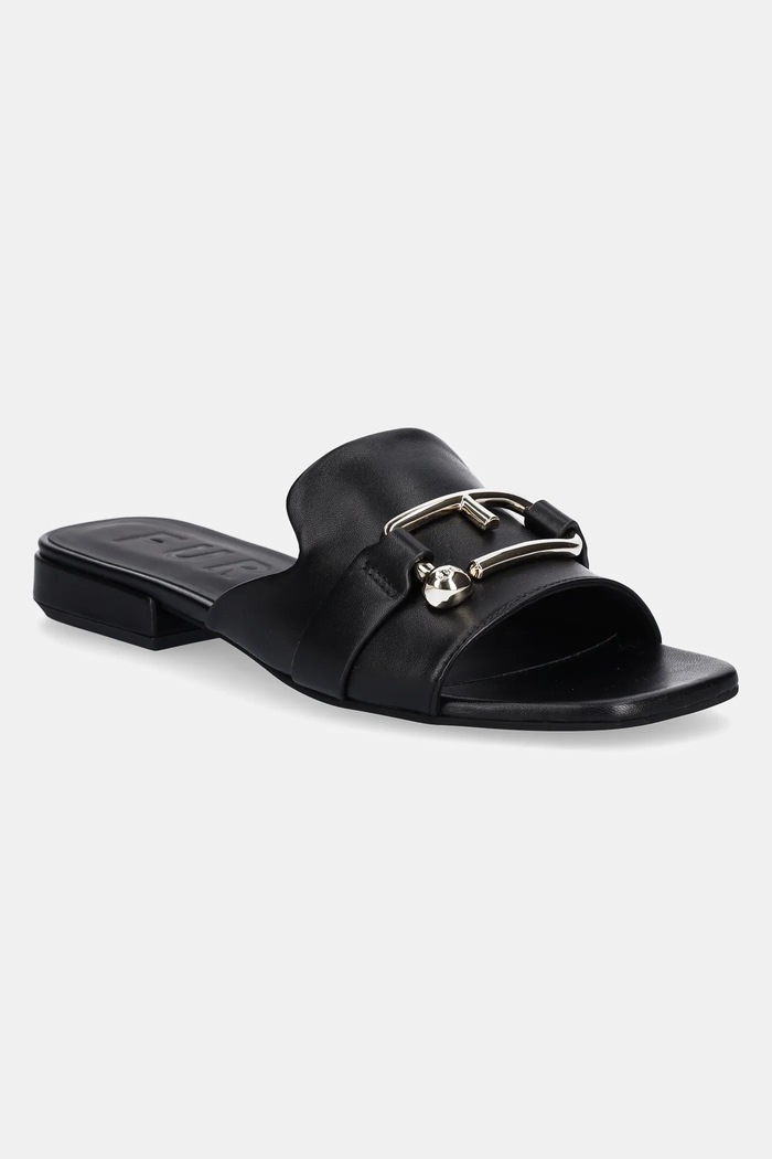 Usnjeni natikači Furla Nuvola Mule Ravna črna YJ36FNU.X30000.O6000