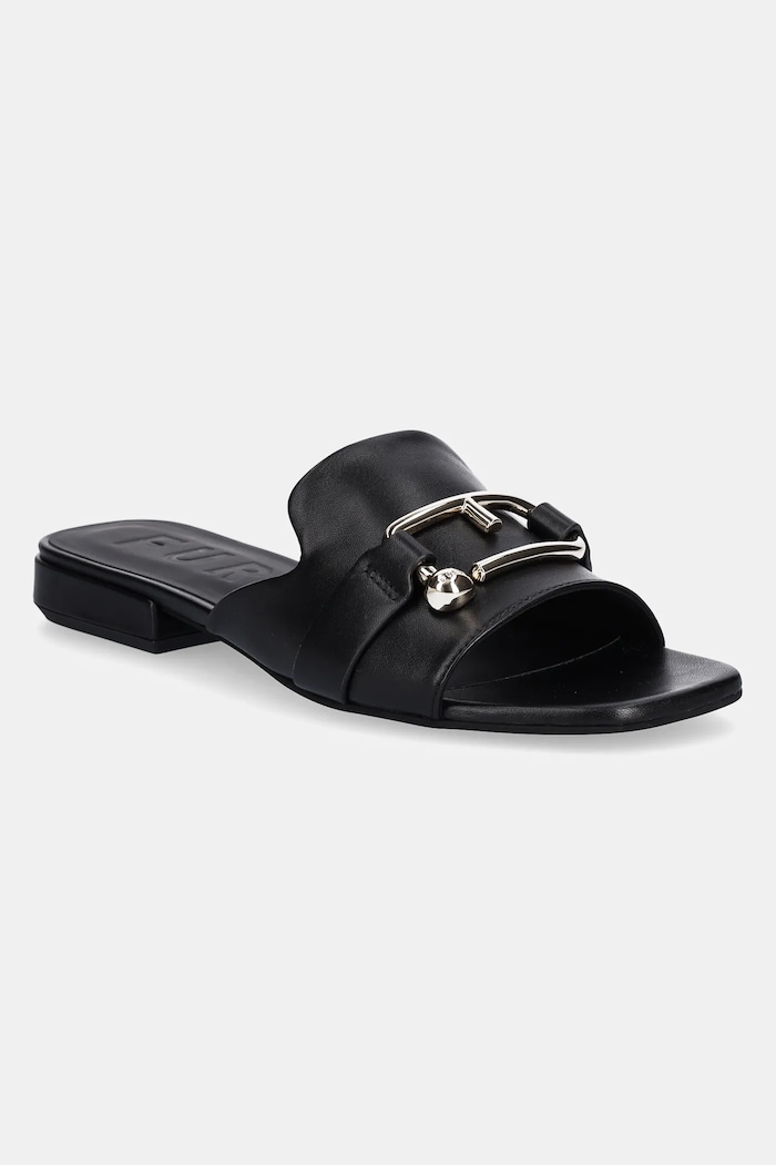 Usnjeni natikači Furla Nuvola Mule Ravna črna YJ36FNU.X30000.O6000