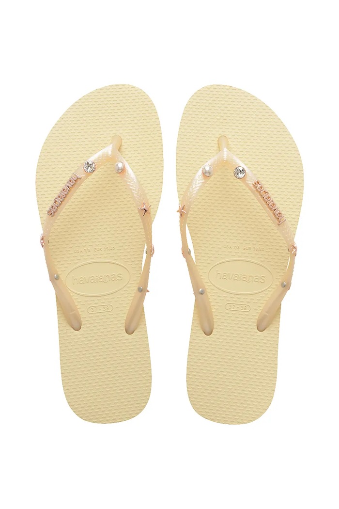 Παντόφλες Havaianas SLIM LUXURY AQUA φλατ κίτρινο 4149965.9256