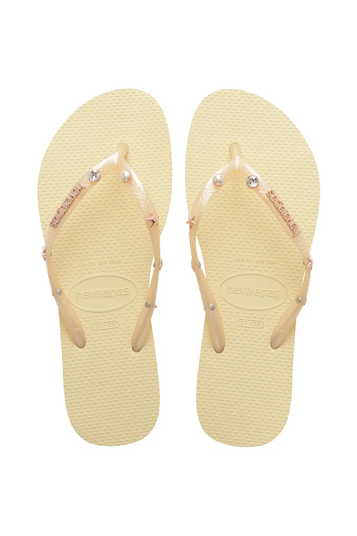 Παντόφλες Havaianas SLIM LUXURY AQUA φλατ κίτρινο 4149965.9256
