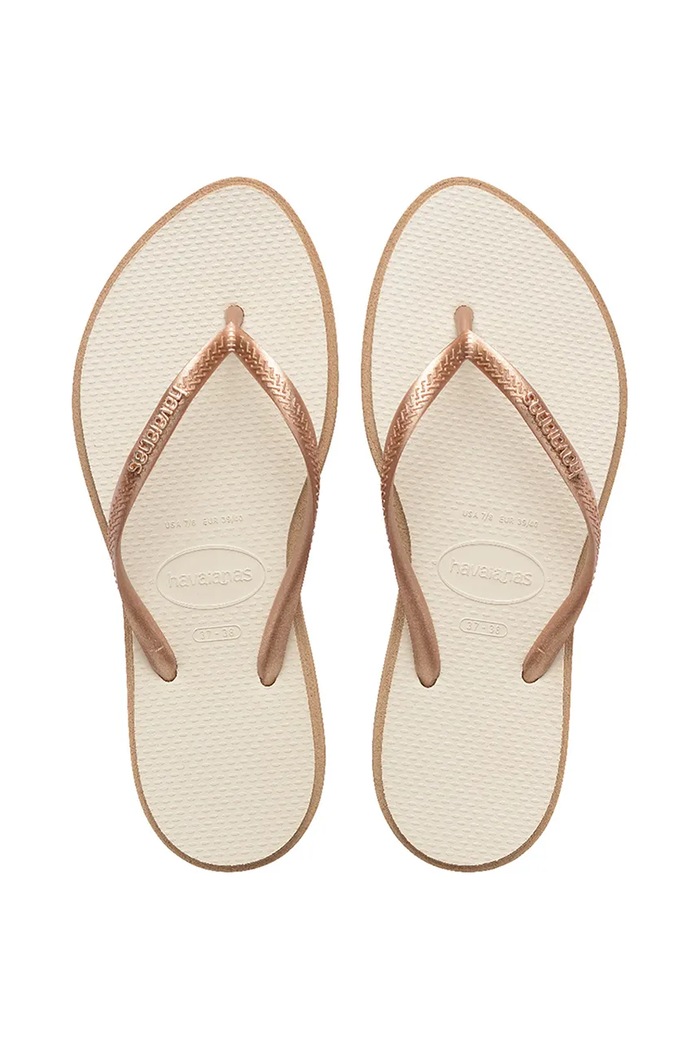 Šľapky Havaianas SLIM POINT plochý zlatá 4149584.6842