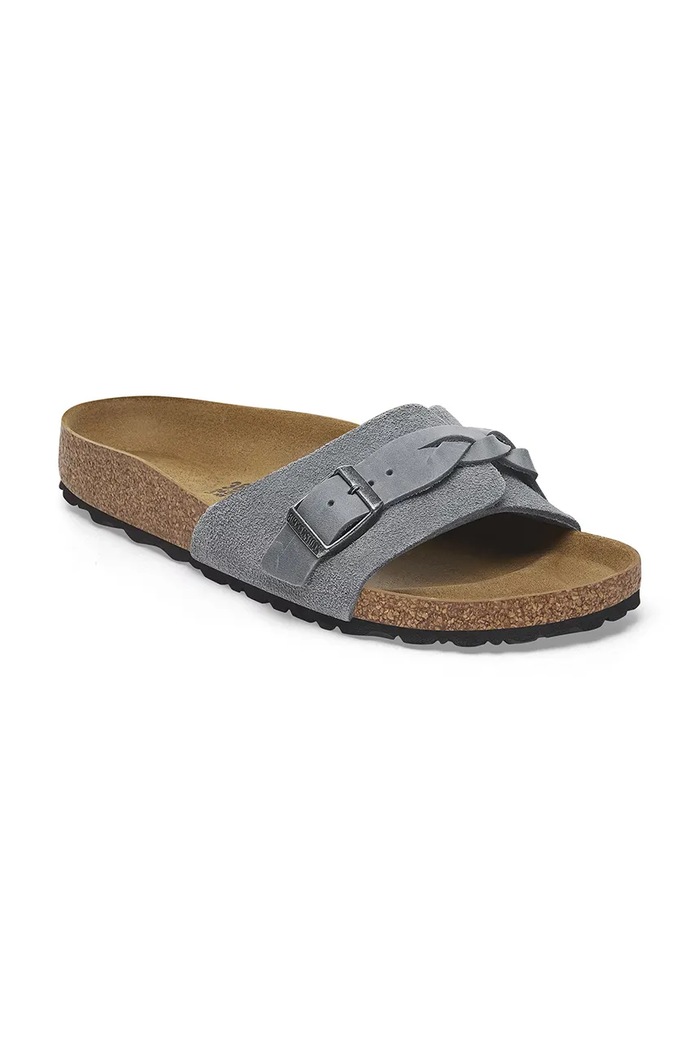 Шкіряні шльопанці Birkenstock Oita Braided 1029121 сірий SS25