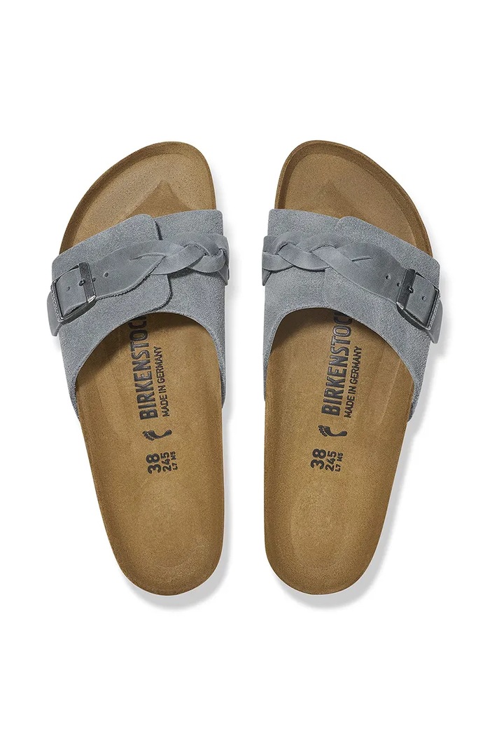 Шкіряні шльопанці Birkenstock Oita Braided 1029121 сірий