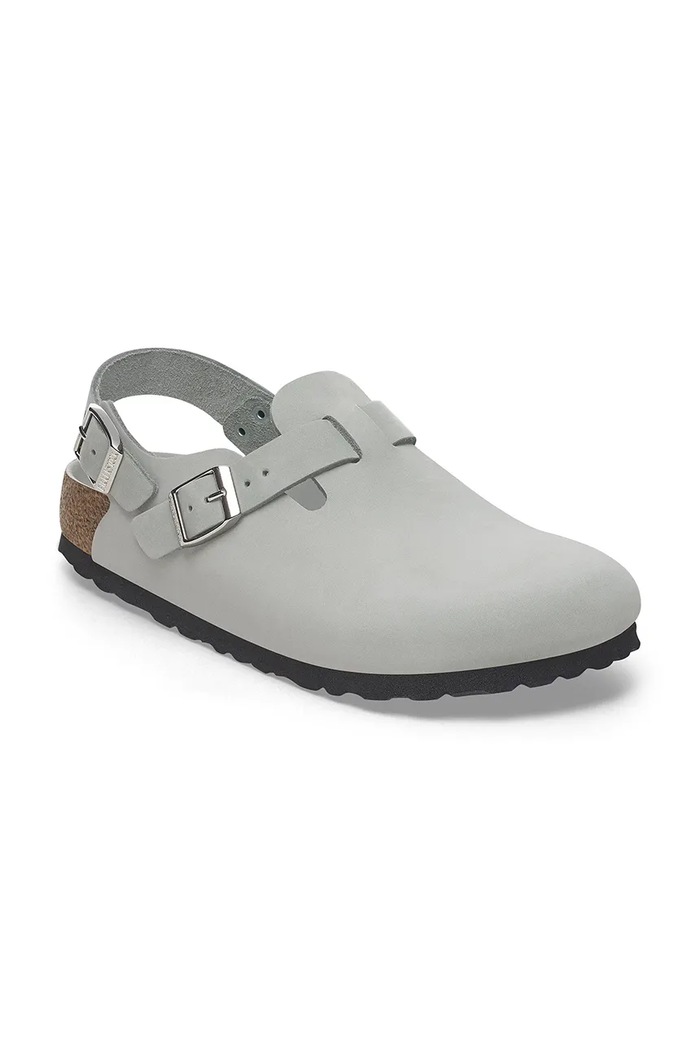 Birkenstock босоніжки на пласкому підборі жіночі нубукові 1029429 сірий SS25