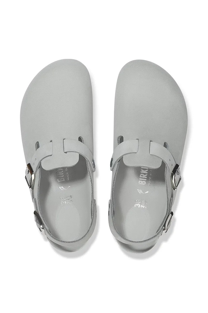 Birkenstock босоніжки на пласкому підборі жіночі нубукові 1029429 сірий