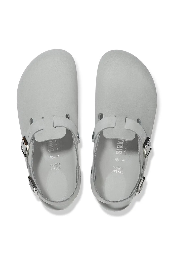 Birkenstock босоніжки на пласкому підборі жіночі нубукові 1029429 сірий