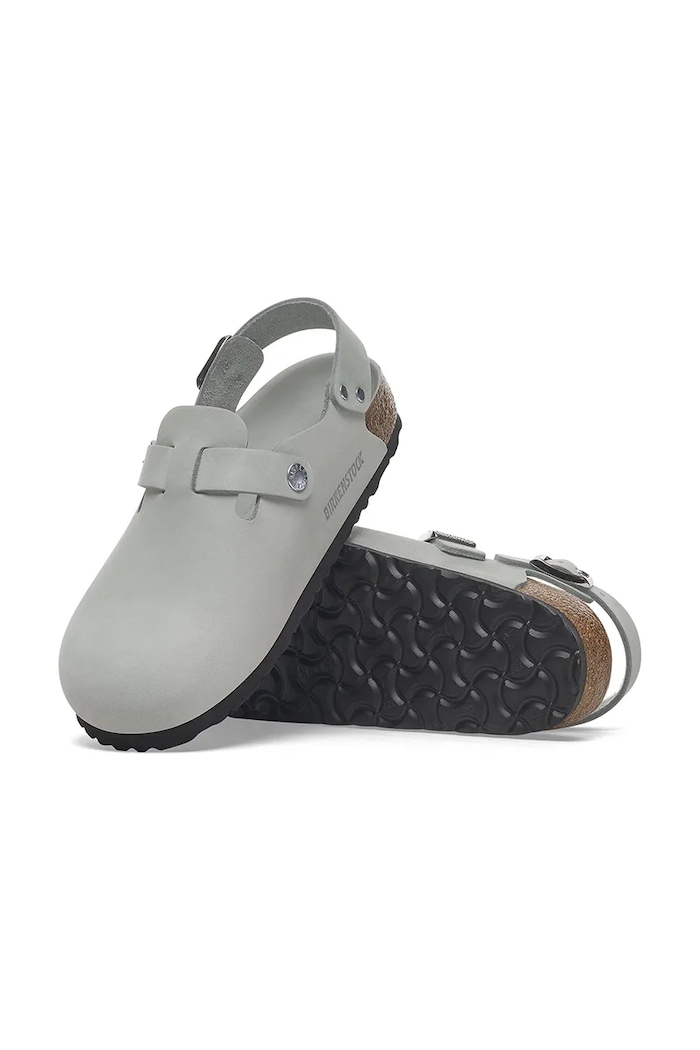 Birkenstock босоніжки на пласкому підборі жіночі нубукові 1029429