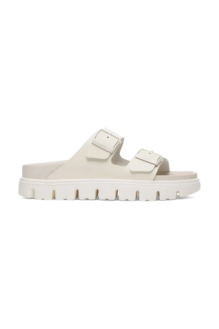 Birkenstock klapki skórzane Arizona Chunky Exq Birkenstock x Papillio płaski beżowy 1029067
