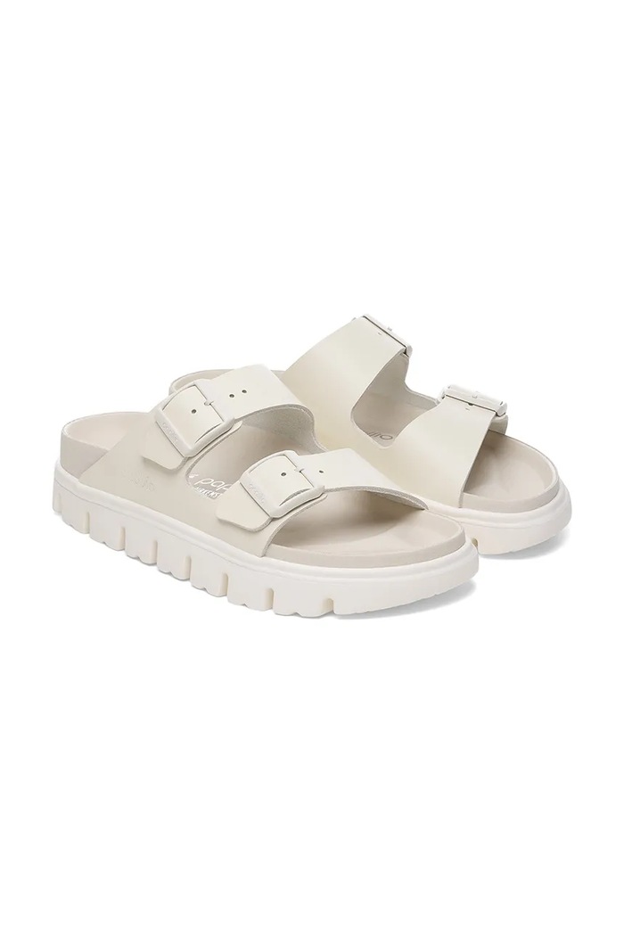 Birkenstock klapki skórzane Arizona Chunky Exq Birkenstock x Papillio beżowy 1029067