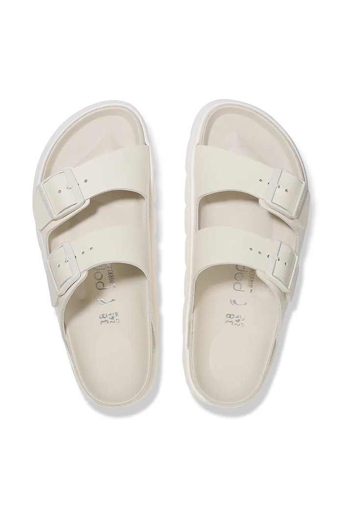 Birkenstock klapki skórzane Arizona Chunky Exq Birkenstock x Papillio 1029067 beżowy