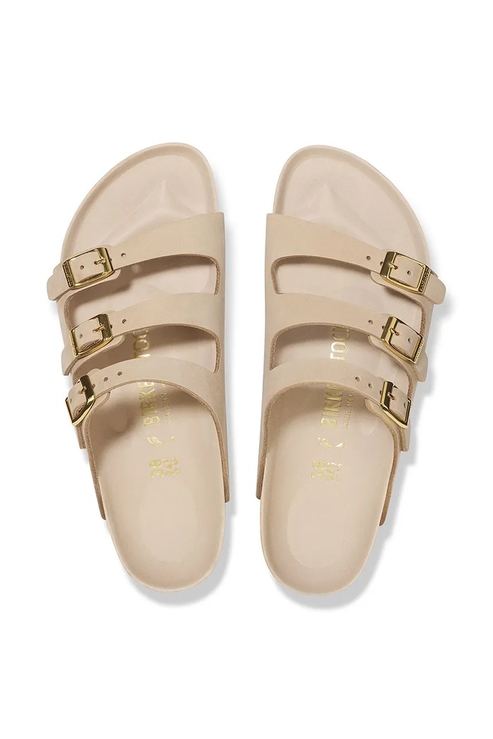 Birkenstock nubuk papucs Florida HEX 1029480 bézs