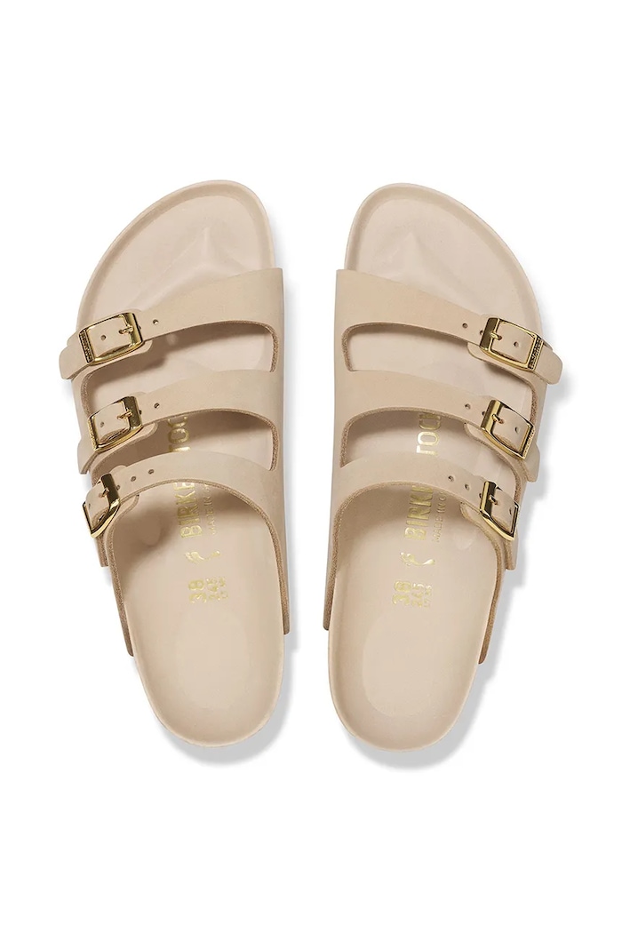 Birkenstock nubuk papucs Florida HEX 1029480 bézs
