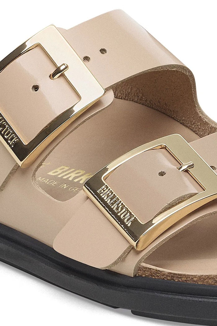 Obuwie Birkenstock klapki skórzane Arizona Droplet Buckle 1029386 beżowy