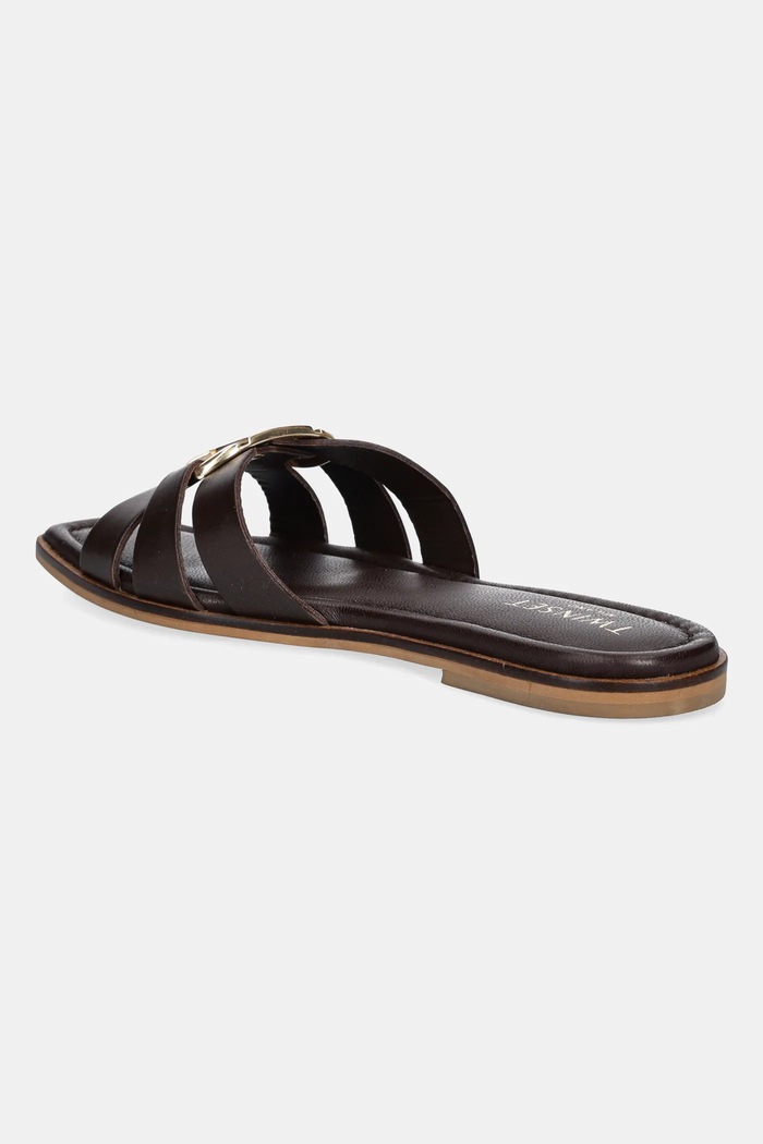 Încălțăminte Twinset papuci de piele 251TGT090.10780 maro