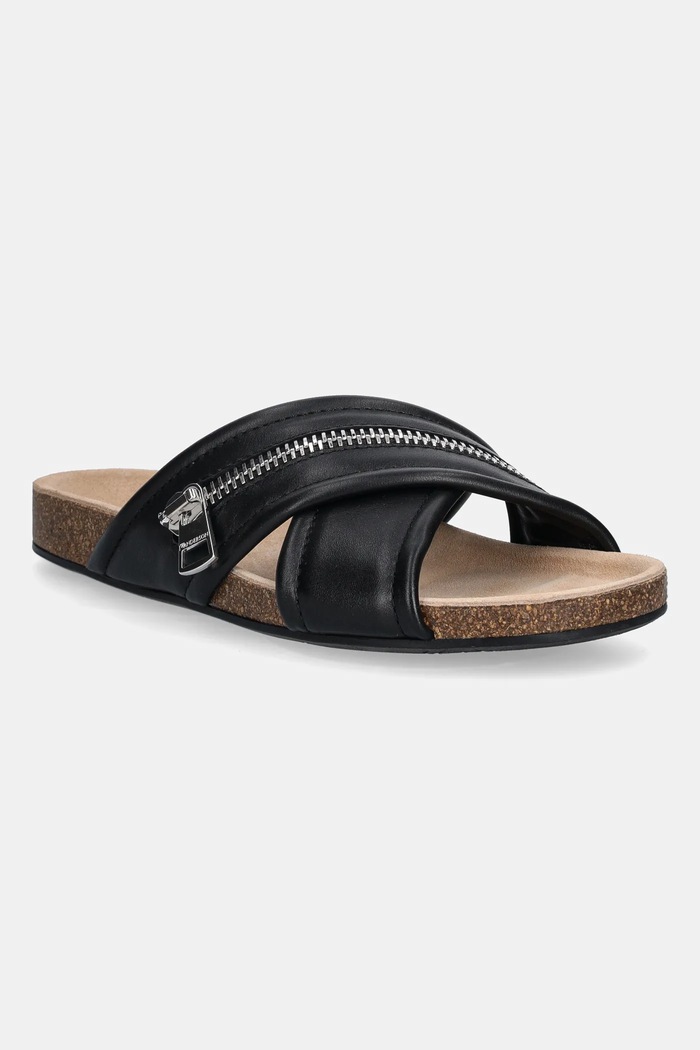 JW Anderson ciabatte slide in pelle Biker Slide pelle fiore nero SN0107.LA0268.999