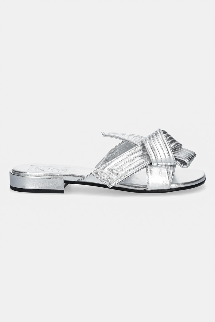 Kožené pantofle Kenzo Mule FE62MU125L77.AG stříbrná SS25