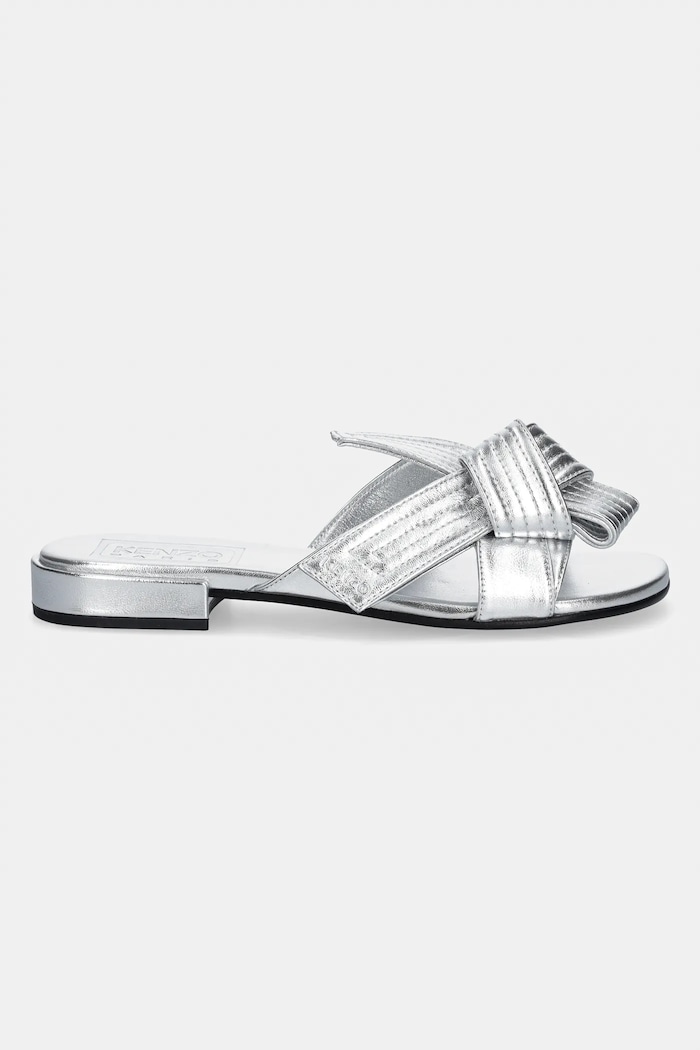 Kožené pantofle Kenzo Mule FE62MU125L77.AG stříbrná SS25
