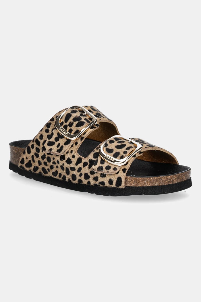Scholl ciabatte slide in pelle NOELLE pelle fiore marrone F300671850