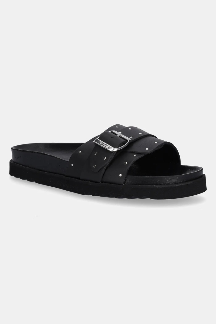 Scholl ciabatte slide in pelle JOYCE pelle fiore nero F322421004