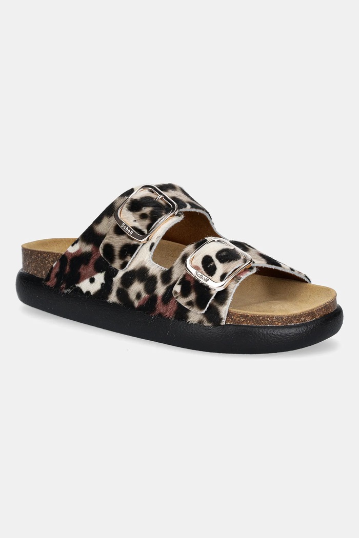 Scholl ciabatte slide in pelle NOELLE pelle fiore marrone F322511484