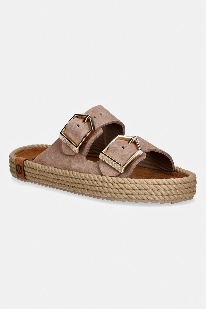 Bohonomad papuci espadrile de femei din piele întoarsă Sydney bej SYD.12