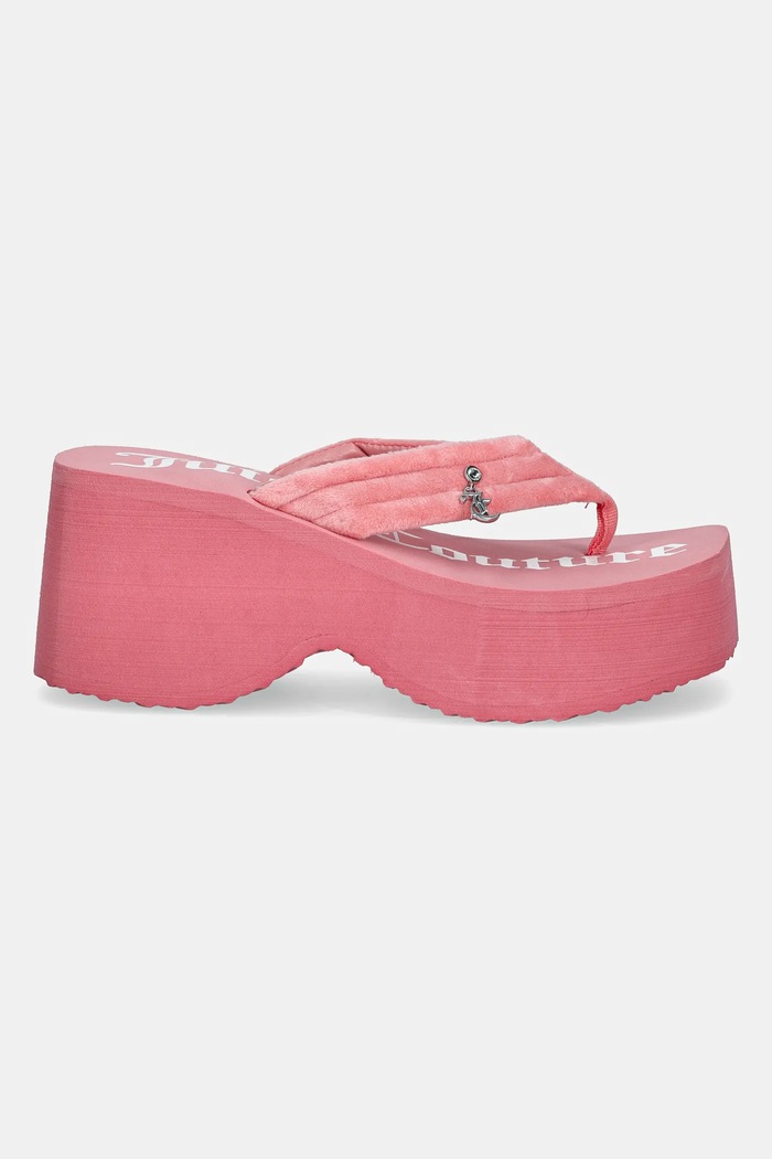 Juicy Couture japonki WHITNEY VELOUR Y2K WEDGE JCFSAN225009 różowy SS25