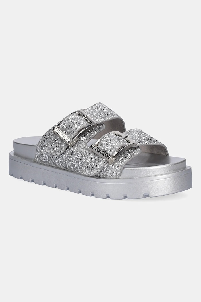Παντόφλες Buffalo Raya Ari Glam ίσια πλατφόρμα ασημί 1602284.SLV