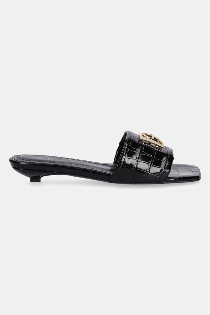 Kožne natikače Anine Bing Ria Sandals Monogram A.14.10784 crna SS25