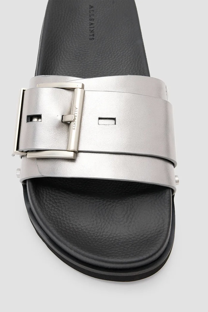 Natikače AllSaints Ellie Stud Slider W039FC srebrna